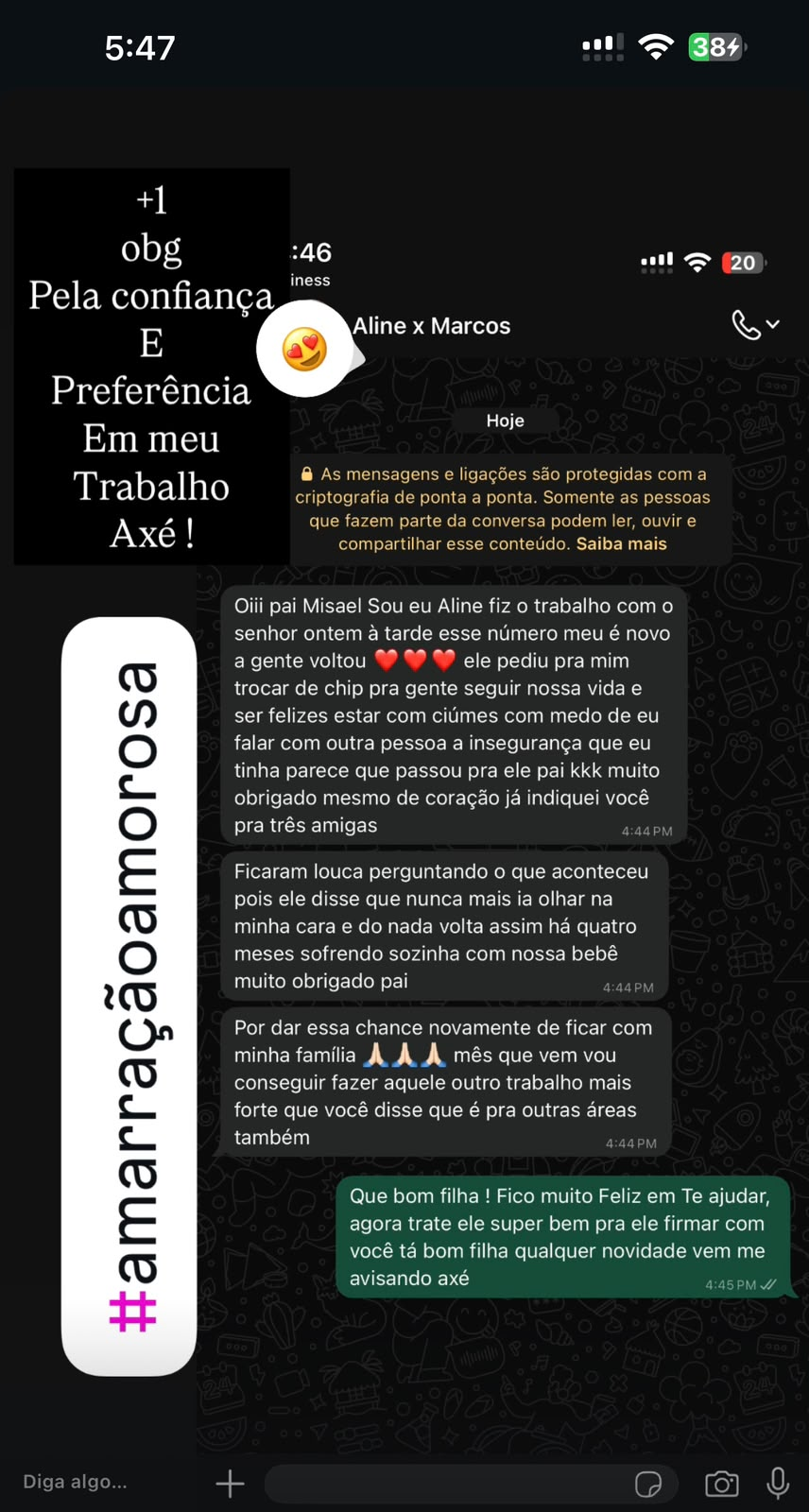 Print de conversa com resultado amoroso 2